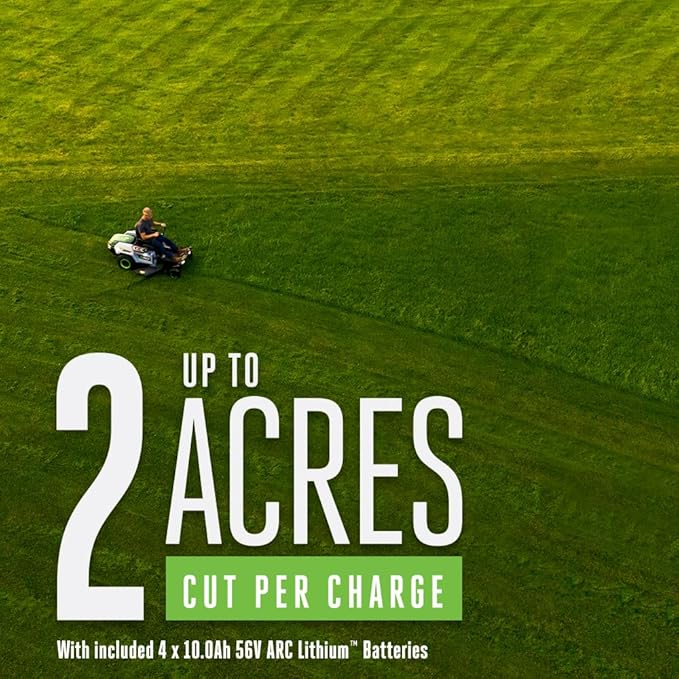 EGO Power+ Electric Riding Lawn Mower, 42" Deck with Zero Turn Radius, Includes (4) 56V 10.0Ah Batteries and Charger - ZT4204L