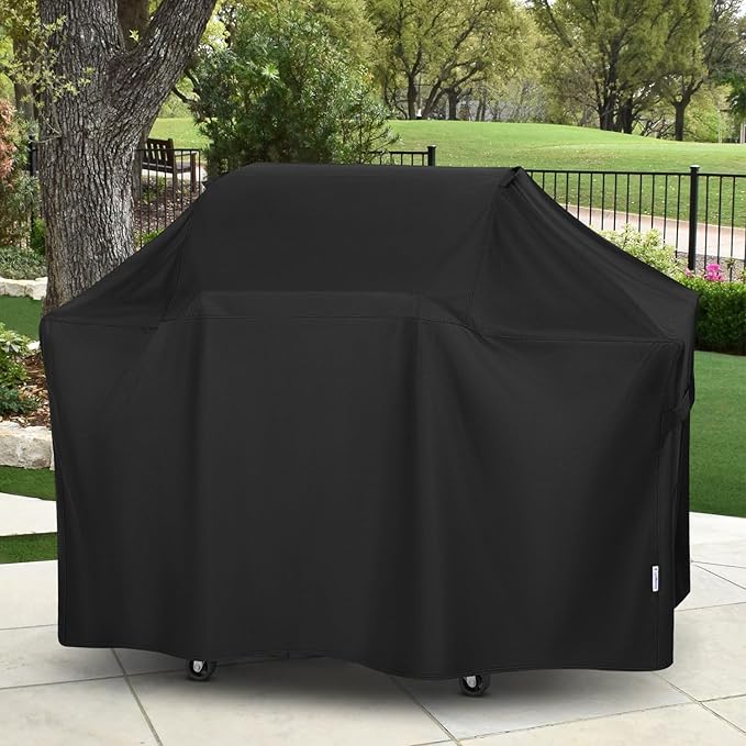 SunPatio BBQ Grill Cover 63 Inch, Outdoor Heavy Duty Waterproof Gas Barbecue Cover, Compatible for All Weber Genesis 300 Series, Compared to Weber 7757, 63" W x 25.6" D x 43.4" H