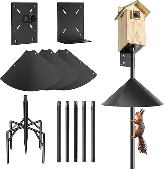 92 Inch Heavy Duty Birdhouse Pole with Squirrel Baffle & 5-Prong Base – Rustproof Birdhouse Stand for Bluebird Houses, Smart Bird Feeders & Weather Stations – Sturdy Design for Enhanced Bird Watching