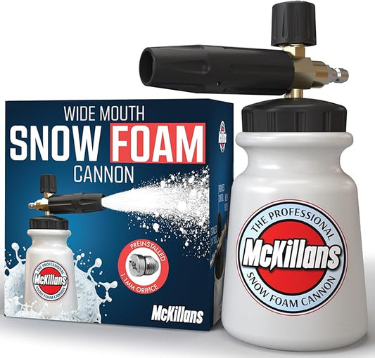 McKillans Foam Cannon for Pressure Washer (Wide Mouth) - Car Wash Snow Foam Cannon Lance Pressure Washer Soap Dispenser for Car Washing with Adjustable Thick Foam + 1/4 Quick Connector