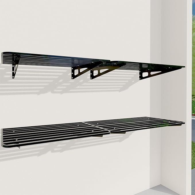 4-Pack 2x4ft Garage Shelving Wall Mounted, 4 ShelfTotal 16 ft(L) Garage Wall Storage, Heavy-Duty Storage Shelves, perfect for holding storage bins, boxes, sporting goods, tools, and more. Space-Saving