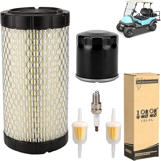 10L0L Golf Cart Tune Up Kit for Club Car Precedent 2004-UP with Kawasaki Engine, Includes Air Oil Fuel Filter 102558201, 1016467, 102003201, Spark Plug BPR2ES