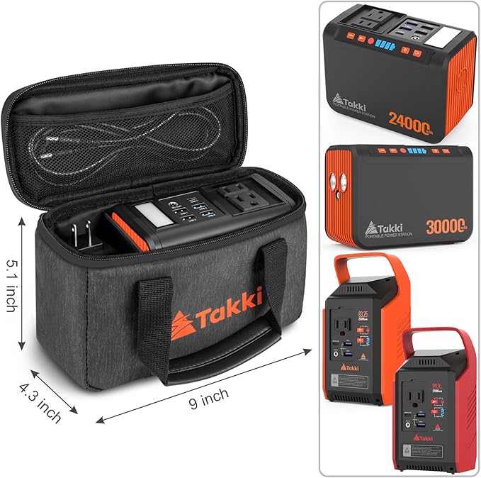 Takki 111Wh Portable Power Station with Carrying Case Bag, Camping Generator Lithium Battery with Peak 120W AC Outlet USB Ports for for Home Power Outages Outdoor Camping