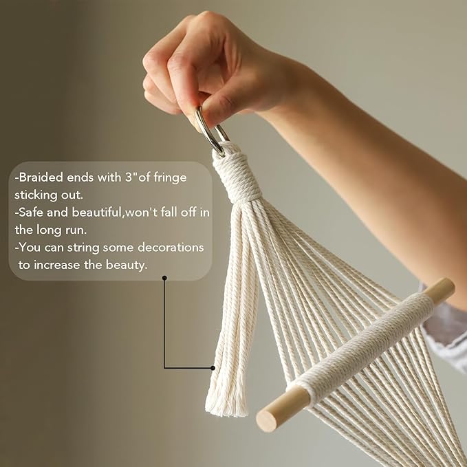 2Pcs Macrame Plant Hangers Indoor Macrame Hanging Planters Large for up to 10 inch Pot No Tassels Long Crochet Boho Plant Hanger Holder for Indoor Outdoor Plants with 2 Hooks(White Wood Hanger)