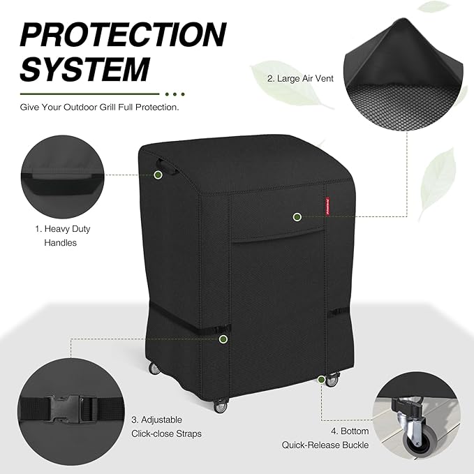 Porch Shield 34W x 24D x 46H inch Premium Gas Grill Cover Up to 32 inch, Waterproof and Fade Resistant 600D BBQ Covers for Weber, Brinkmann, Char-Broil and More, Black