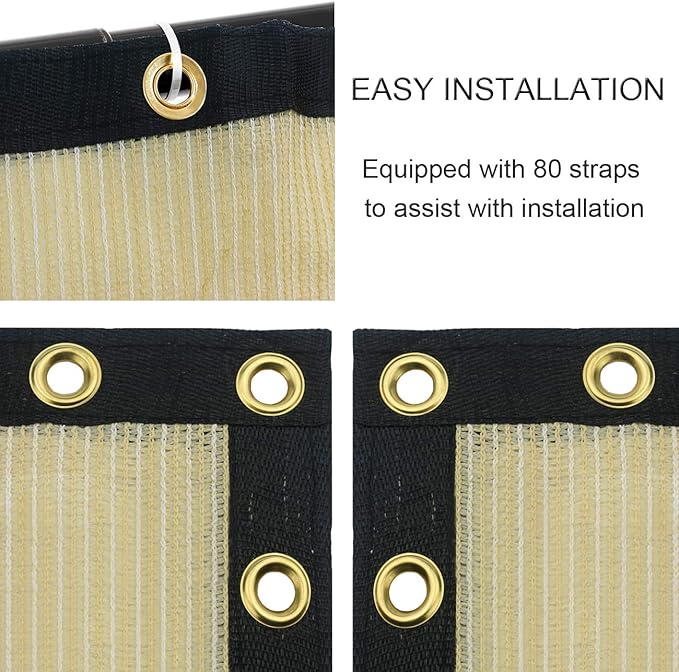 Sunnyglade 4 feet x 50 feet Privacy Screen Fence Heavy Duty Fencing Mesh Shade Net Cover for Wall Garden Yard Backyard (4 ft X 50 ft, Sand)