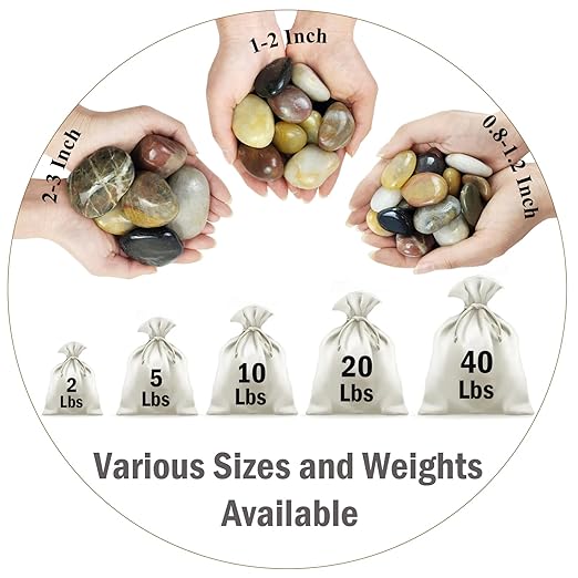 20 lbs Large River Rocks for Landscaping, 2-3 inch Polished Pebbles for Plants. Decorative Rocks for Plants Vase Aquarium Fish Tank and Garden Paving Rocks