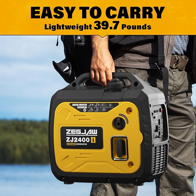 2400-Watt Portable Inverter Generator, EPA Compliant, CO-Sensor, Eco-Mode Feature, Lightweight & Quiet Gas Powered Generators for Home Use