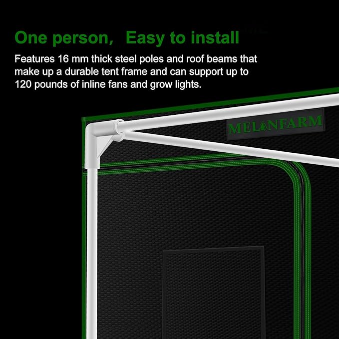 MELONFARM 4x4 Grow Tent, 48"x48"x80'' High Reflective 600D Diamond Mylar Canvas with Observation Window and Floor Tray for Hydroponic Indoor Plant Growing