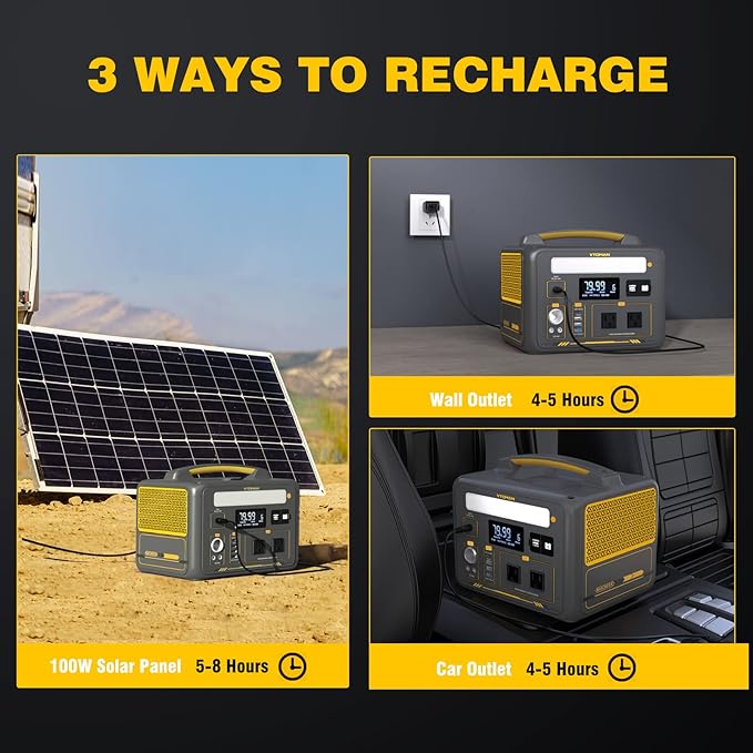 VTOMAN 939Wh Portable Power Station Bundle with Extra Battery & 110W Solar Panel Included - Up to 1200W Solar Power Generator for Home Backup, Off-grid, Road Trip, RV, Camping, Fishing, Emergencies