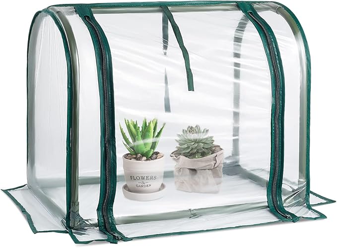 Mini Indoor Greenhouse Tabletop Garden Nursery Plant Cover Tent Humidity Domes for Home Gardening Germination and Seedling Propagation - 23x12x16.5 Inches