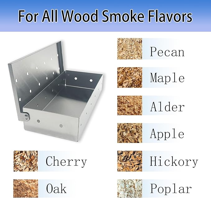 Realcook Wood Chips Smoker Box: Stainless Steel BBQ Smoking Box | Grilling Basket Smoker Firebox Accessories for Indoor & Outdoor Charcoal Gas Grill