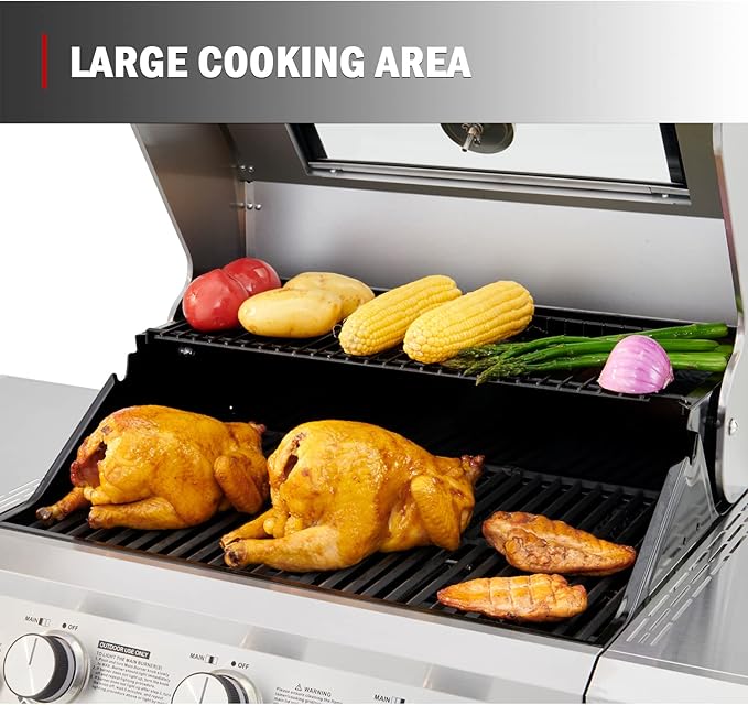 Monument Grills Larger 3-Burner Propane Gas Grills barbeque Stainless Steel Heavy-Duty Cabinet Style with Knob Controls, Outdoor Use, Mesa 300