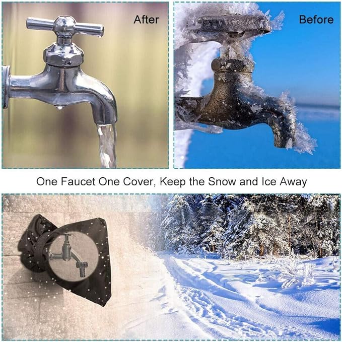 24 Pack Outdoor Faucet Covers for Winter - 6.7"W x 8.3"H Outside Hose Bib Spigot Covers Protector Socks for Winter Freeze Protection Insulation Reusable Waterproof Insulated backflow Cover,Black