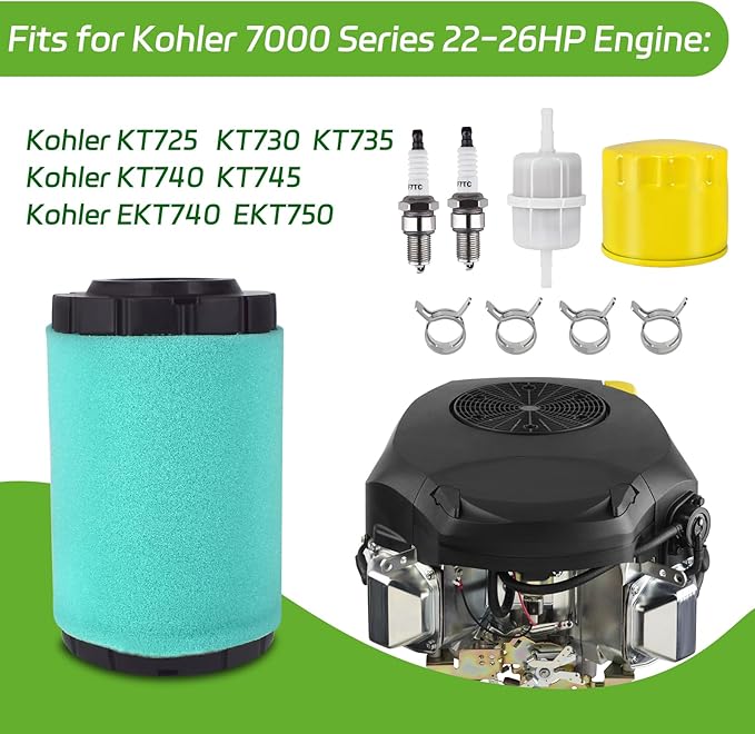 32 083 13-s Air Filter 52 050 02 Oil Filter for Kohler 7000 Series 22HP-26HP KT725 KT735 KT740 KT745 KT735-745 PRO, EKT740-EKT750 Lawn Mower Fits Craftsman MTD Toro SCAG Bad Boy Husqvarna Tractor