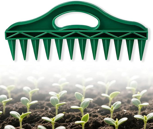 Seed Spreader Tool - 12-Hole Adjustable Seed Planter with Ergonomic Handle, Lightweight PP Soil Digger for Vegetables, Flowers, Lawns, Raised Beds (190g)