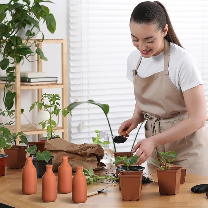 2 Pcs 24oz Ollas Terracotta Watering Pots Self Watering Planter Insert Terracotta Globes Clay for Outdoor Indoor Garden Plants, Easy to Refill