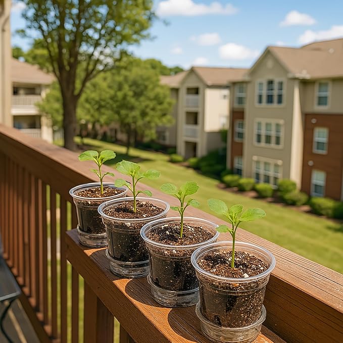 20 Pack 5 Inch Clear Self Watering Plant Pots with Bottom Water Tray & Watering Rope, Transparent Nursery Pots with Drainage for Seedlings, Herbs, and Houseplants
