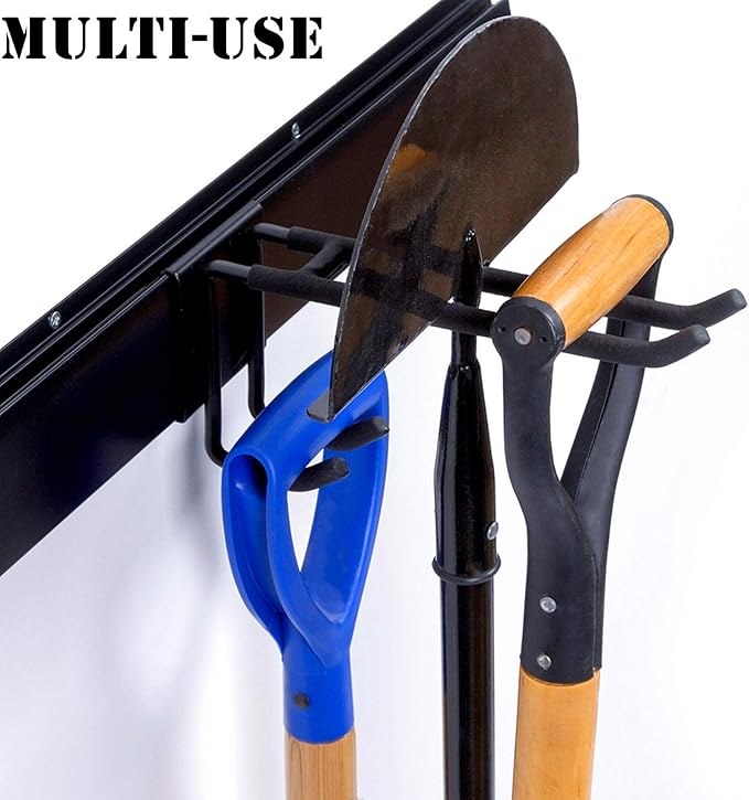 WALMANN Wall Mount Tool Organizer, Mop and Broom Holder, Garage Tools Storage Rack, Heavy Duty Garden Tool Storage Rack, Holds Up to 300 lbs