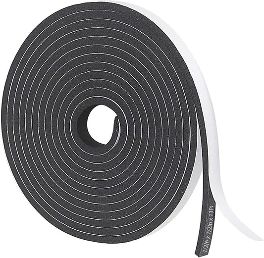 Storystore Foam Insulation Tape Self Adhesive, 1/2In x 1/2In x 13Ft Weather Stripping for Doors and Windows, Sound Proof Soundproofing Door Seal, Weatherstrip, Air Conditioning Seal Strip