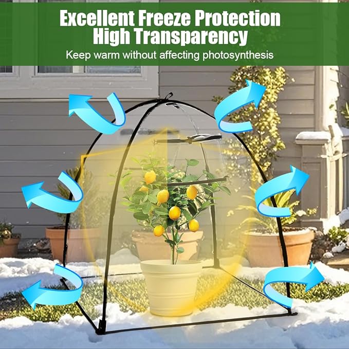 Plant Covers Freeze Protection, Clear Outdoor Garden Frost Cover, Plant Protectors from Animals, Garden cloches for Plants, Potted Fruit min Greenhouse(Transparent,2-Pack)