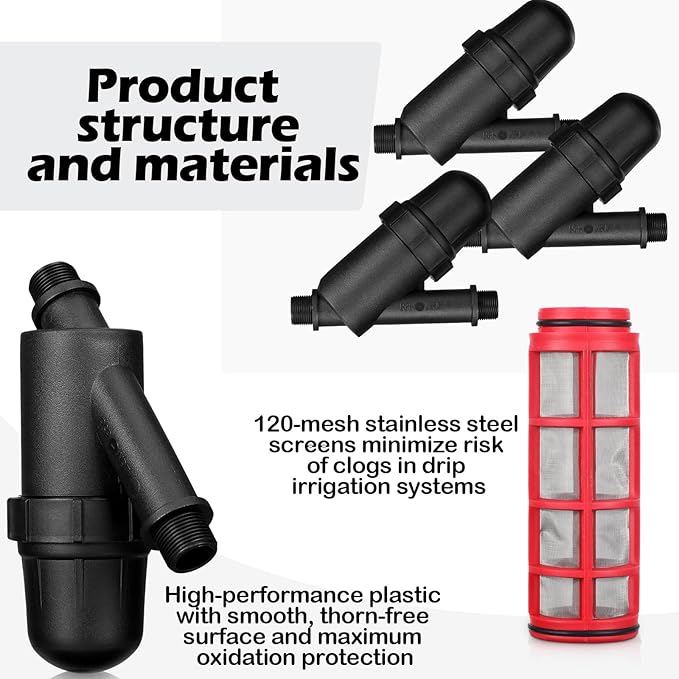 1 Pcs Drip Irrigation Inline Y Filter with Mesh Screen, 3/4" x 3/4" Male Thread Connections Hydroponics Y Filter for Garden Greenhouse Agricultural Drip Sprinkler Irrigation