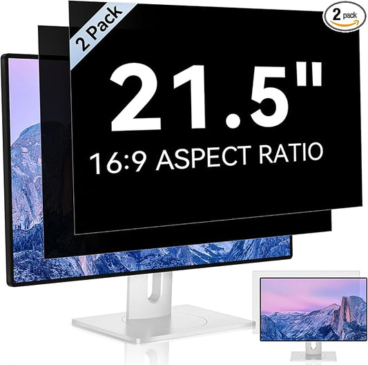 [2 Pack] 21.5 Inch Computer Privacy Screen for 16:9 Aspect Ratio Widescreen Monitor, Eye Protection Anti Glare Blue Light Computer Monitor Privacy Filter, Removable Anti-Scratch 21in Protector