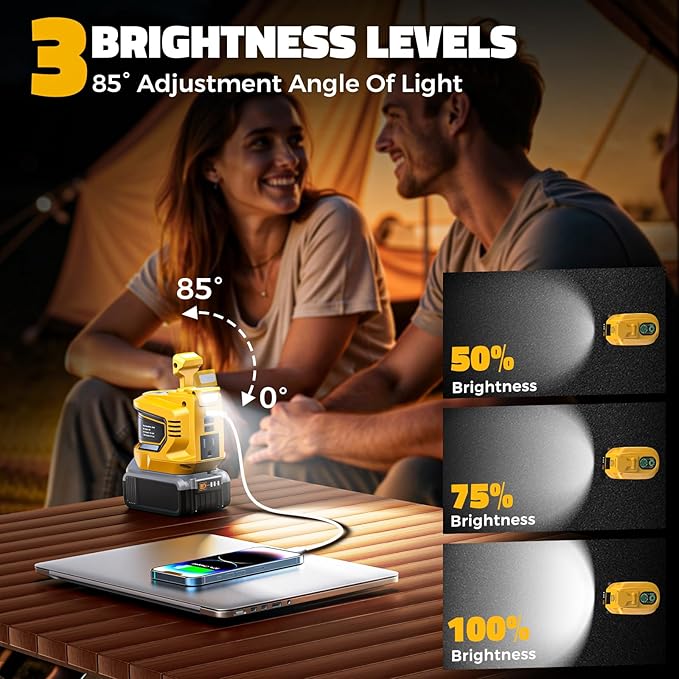 2PCS 200W Power Inverter for DeWalt, DC 20V to AC 110-120V Battery Inverter, Portable Battery Adapter Phone Charger Converter with 2 USB & 1 Type-C & 1 AC Outlet for Camping Essentials (Tool Only)