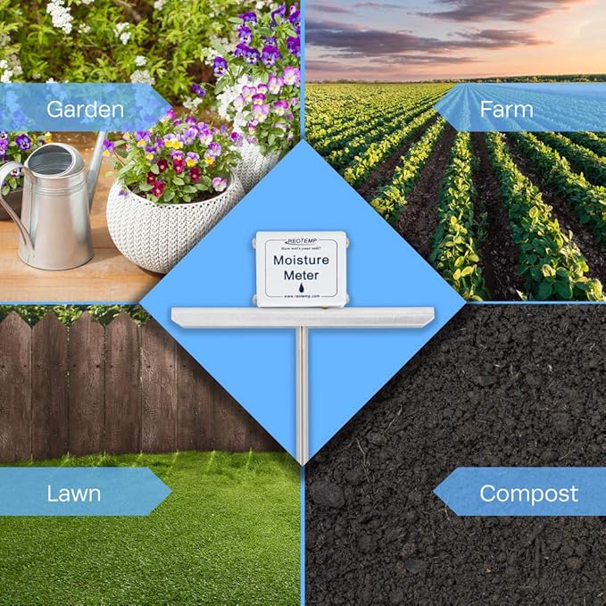 Reotemp 24 Inch Garden and Compost Moisture Meter, Garden Tool Ideal for Soil, Plant, Farm and Lawn Moisture Testing