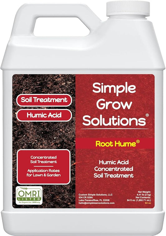 Root Hume- Simple Grow Solutions - Concentrated Humic - Liquid Carbon - Simple Grow Solutions- Natural Lawn & Garden Treatment - Plant Food Enhancer- Turf Grass Soil Conditioner (64 Ounce)