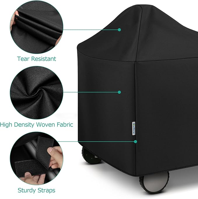 SunPatio Outdoor Waterproof Grill Cover Compatible for Weber 22 Inch Performer Premium Deluxe, RecTeq, Char-Griller Grills, Compared to Weber 7152, Heavy Duty Weather Resistant Charcoal BBQ Cover