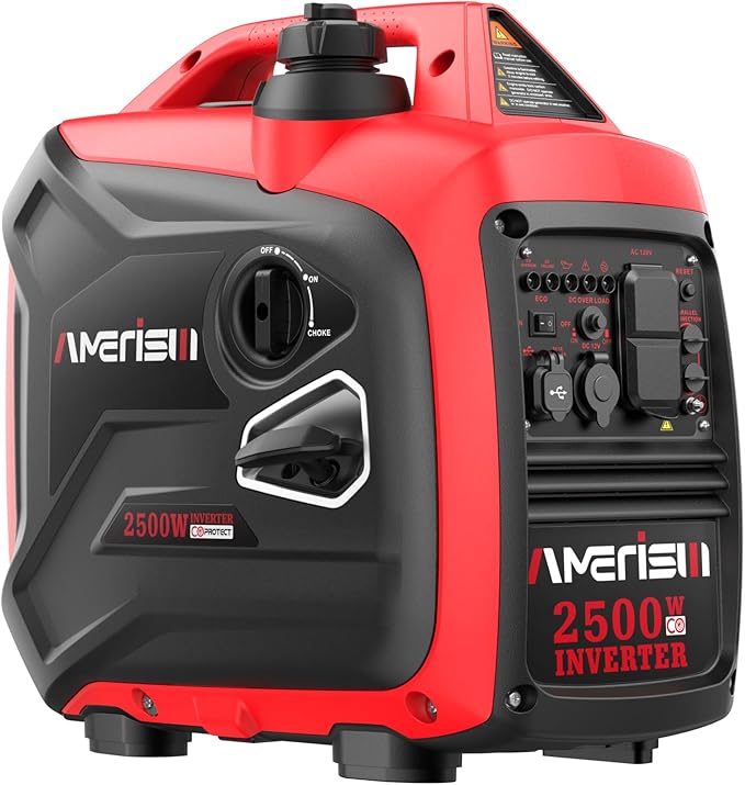 2500-Watt Gas Powered Portable Inverter Generator, CO Sensor, Super Quiet for Home Backup, Emergency, Camping, EPA Compliant 2025 Version