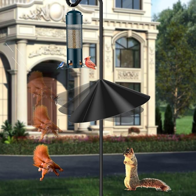 19 Inch Wide Black Squirrel Baffle - Ideal for Bird Feeder Poles, Outdoor Pole Mount Stoppers, and Shepherd’s Hooks Black