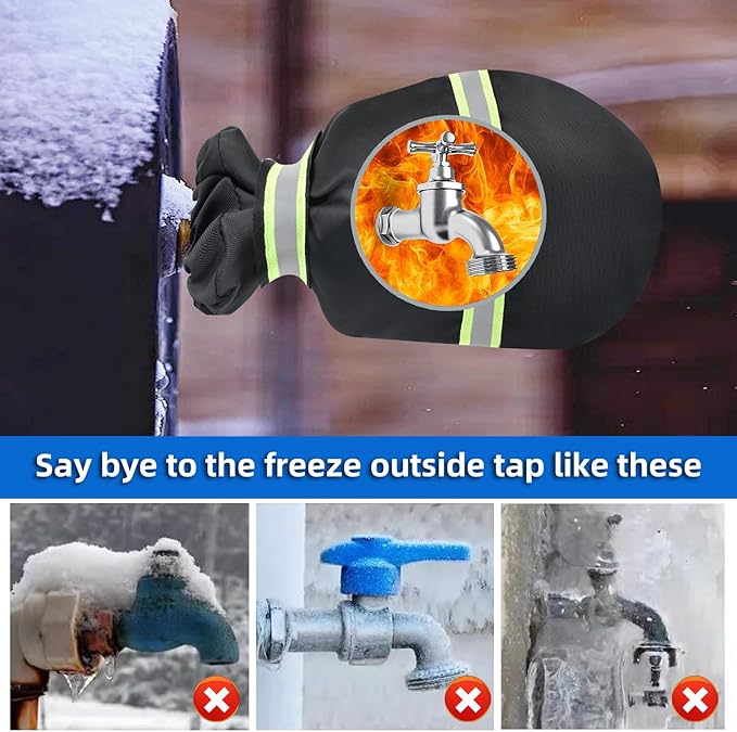 3 Pack Faucet Covers for Winter, 6.89" x 9.05" x 1.97", Hose Bib Insulation Covers, Spigot Cover, Outdoor Faucet Cover Freeze Protection