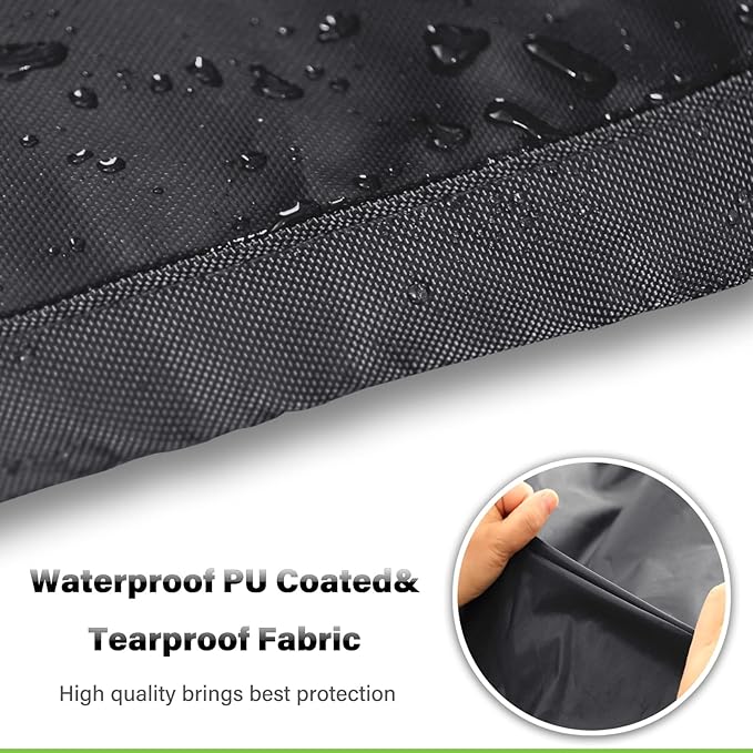 Patio Furniture Covers Waterproof, Heavy Duty 600D Outdoor Furniture Covers for Outside Sectional Sofa Set,Tear Resistance and Anti-UV,126"L x 64"W x 28"H, Black with Green Piping