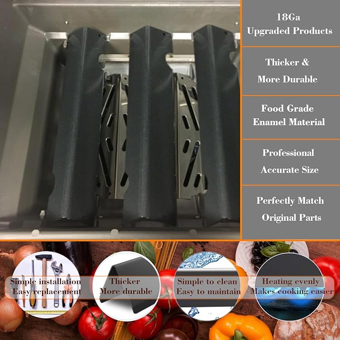 Professional Grill Parts for Weber Genesis II 300 Series (2017+) Flavorizer Bars & Heat Deflectors Replacement Kit, Exact Fit for Genesis II E-310/E315/S352/S-335, Rustproof Porcelain Steel