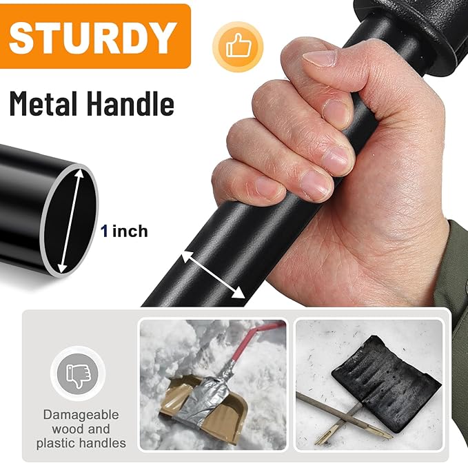 Kids Snow Shovel, Durable Thick Plastic Blade with Metal Handle, Comfort D-Grip, 32inch Snow Shovel for Kids Age 3-12 (Pink)