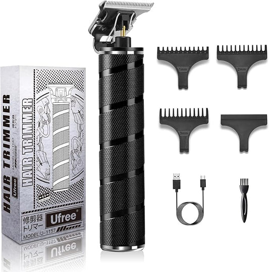 Ufree Mens Beard Trimmer, Zero Gapped T Blade Liners, Cordless Hair Clippers, Electric Razor Shavers for Men, Grooming Kit for Hair Cutting, Gifts for Men(Black)