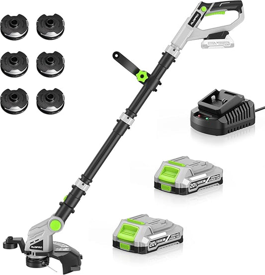 20V Cordless String Trimmer with Auto-Feed - 3 in 1 Electric Weed Wacker with 2.0Ah Battery & Fast Charger, Lightweight Grass Trimmer for Lawn Edging, Garden, Yard (AD-ST-002)