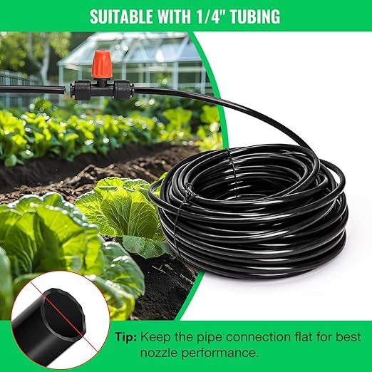 MIXC 30pcs Quick-Connect Drip Irrigation Micro Spray Emitters for 1/4" Drip Irrigation Tubing - Three-Way Adjustable Atomizing Nozzle for Irrigation System