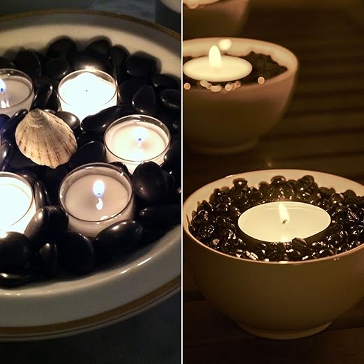 12lb Black Rocks for Planters- 1/4" - 3/4" Polished Black Stones Smooth Flat Pebbles for Fish Tanks Decorative River Rocks for Vases Bonsai Pots Garden Stones for Landscaping and Yards