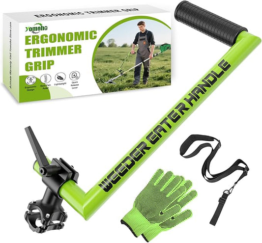 Upgraded Weed Eater Handle, Ergonomic String Trimmer Handle with Adjustable Shoulder Strap and Clamp, Weedeater Handle Extension for Lawn Care, Landscaping, and Yard Trimming Edging