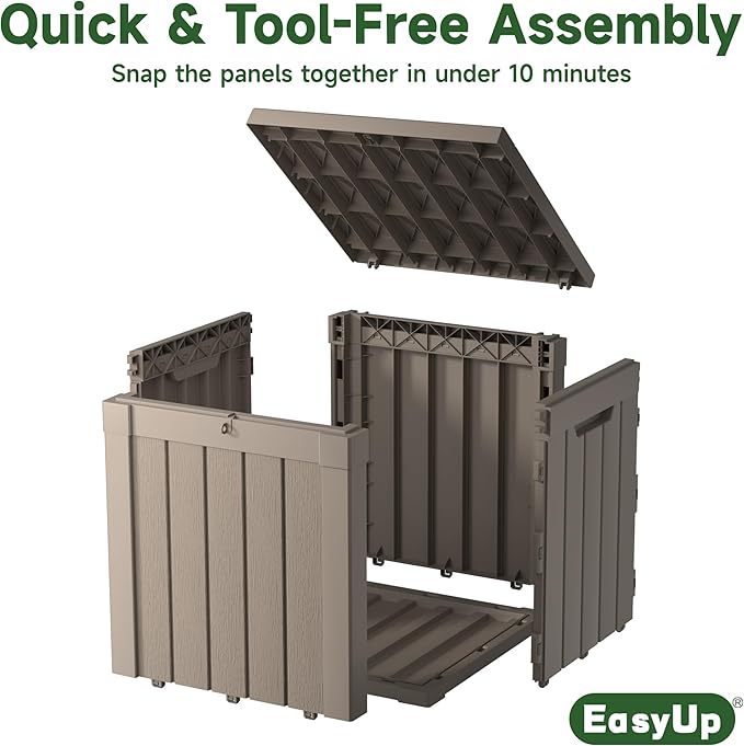 50 Gallon Outdoor Storage Box, Resin Waterproof UV-Resistant Deck Box, Reinforced Stability for Patio, Garden, and Poolside, Striped Gray