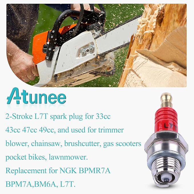 10PCS L7T Spark Plug Replacement for 47CC 49CC 50CC 2-Stroke Engine and for NGK BPMR7A, Fits for Husqvarna Chainsaw Trimmer Lawn Mower Trimmer