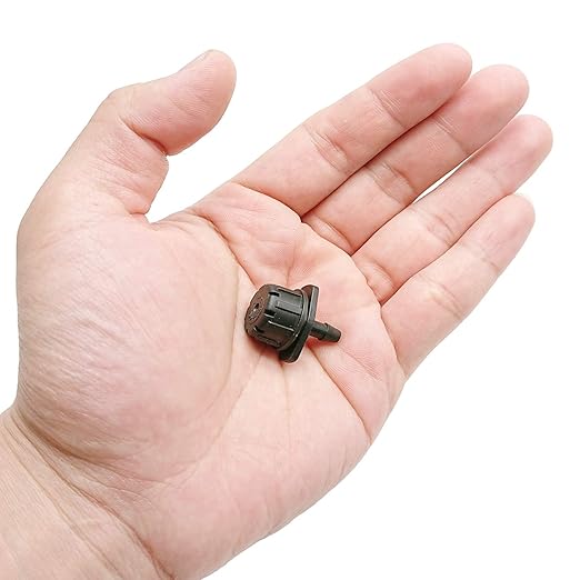 100 Pcs Adjustable Irrigation Drippers Sprinklers 1/4 Inch Emitter Dripper Micro Drip Irrigation Sprinklers for Watering System, Black.