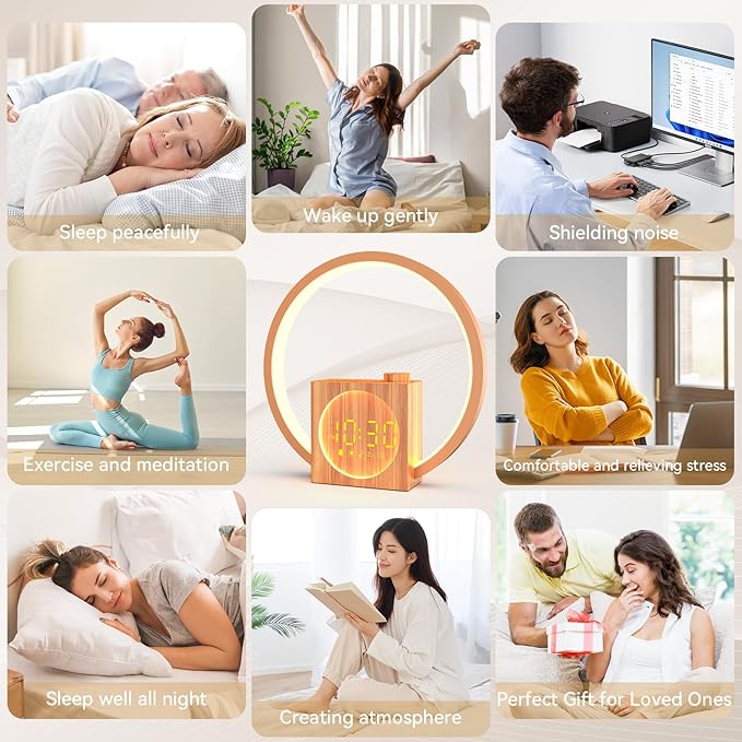 Sunrise Alarm Clock with Sound Machine: White Noise Machine for Heavy Sleepers, 12 Light Colors 30 Sleep Sounds 20 Brightness 32 Volume - Wake up Light with Touch Control for Bedrooms and Better Sleep