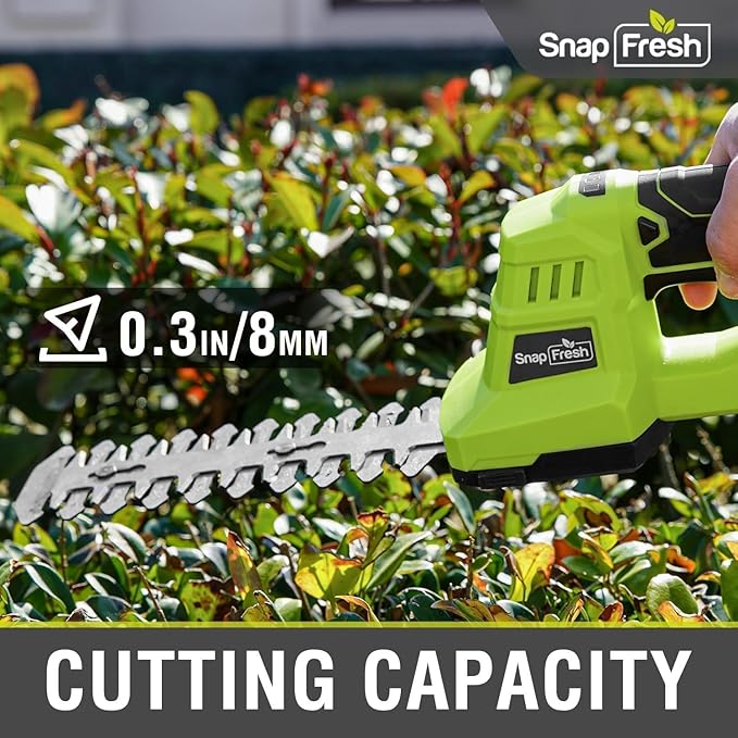 SnapFresh 12V Cordless Grass Shears, 2 in 1 Hedge Trimmer/Grass Cutter with 2.0Ah Battery & Charger Included, Lightweight Electric Shrubbery Trimmer Garden Tools for Lawn