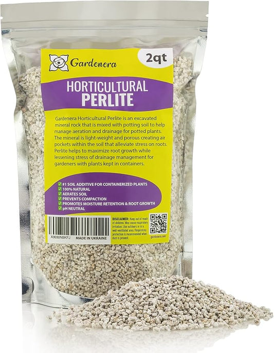 Premium Organic Perlite - (Made in Ukraine) Horticultural Soil Amendment for Indoor & Outdoor Container Plants for Drainage Management and Enhanced Growth - 2 Quart