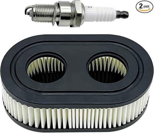 Cartridge Air Filter & spark plug for Lawn Mower compatible with Troy-Bilt TB110 TB115 TB200 TB230 TB330 TB370 Walk-Behind Lawn Mower