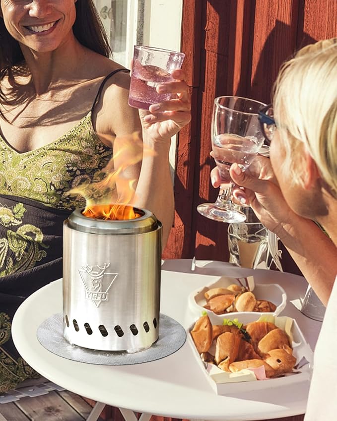 YEFU Smokeless Tabletop Fire Pit, Indoor Outdoor Table Top Firepit Fueled by Wood Pellet, Portable Mini Stove with Bag & Rack & Fireproof Mat, 5.5 in